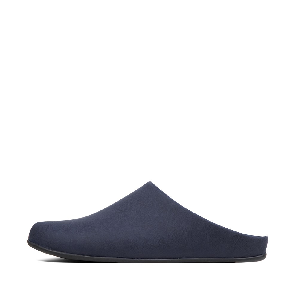 Fitflop Mens Slippers - Shove Leather Mule - Navy - 190-EPYLWU